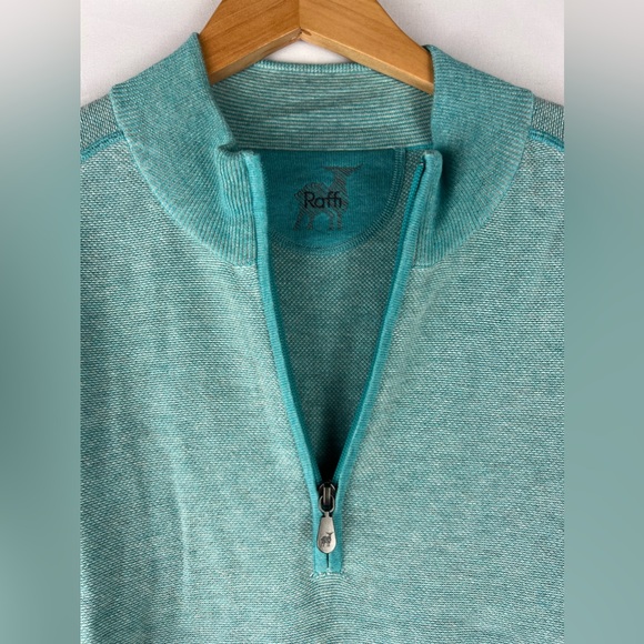 Men’s Raffi Turquoise Quarter Zip Sweater - Picture 3 of 6
